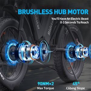 Vélo électrique Q20Pro 52V 40Ah 20 pouces, VTT rapide à pneus larges, double moteur, cyclomoteur de montagne pour adultes, entrepôt UE/US, pour trajets quotidiens - Product Image 2