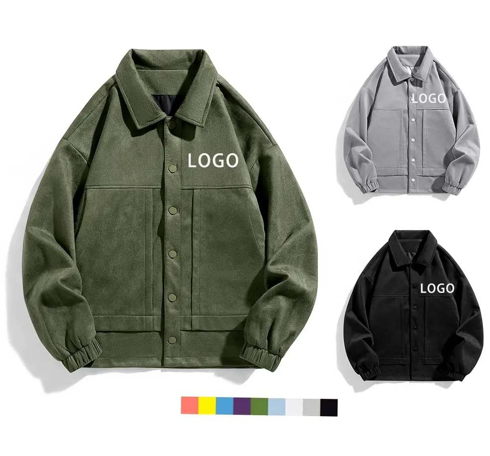 OEM Custom Design Single Breasted Mens Windbreaker Jacket Suede Fabric Waterproof Casual Coaches Jackets For Men