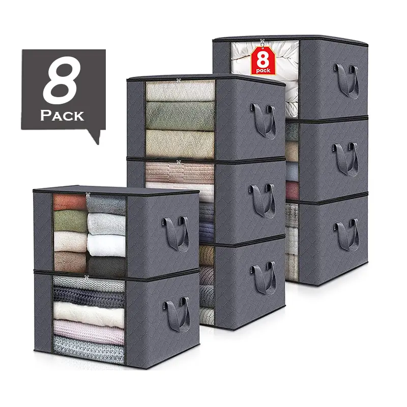 90L có thể gập lại hộp lưu trữ chống ẩm không dệt trong suốt cửa sổ quần áo chăn lưu trữ túi nhà tủ quần áo tổ chức