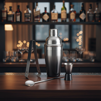Ensemble de shakers à cocktails en acier inoxydable de 550 ml avec motif neige, couleur dégradée