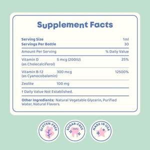 ZEOLITE Kids Vloeibare Druppels 30ml OEM Voedingssupplement Vitamine D <span class=keywords><strong>B12</strong></span> Verbeterd het gezichtsvermogen van kinderen, ondersteunt spraak en stofwisseling - Product Image 2