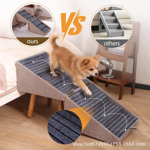 Rampe pour chien en bois à deux sections, échelle d'escalade, repose-pieds convertible en canapé en bois, escalier intérieur transfrontalier pour animaux de compagnie. - Product Image 1