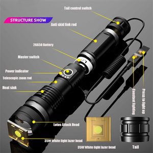 Helius 100000 Lumens 4 Chế độ 3000M Gun Breech Trắng Ánh Sáng Laser 26650 USB Có Thể Sạc Lại P70 LED <span class=keywords><strong>Torch</strong></span> Chiến Thuật Ánh Sáng Đèn Pin - Product Image 5