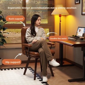 Sedia da Ufficio per Casa, Stile Vintage di Lusso, Design Girevole, Telaio in Legno Massello, <span class=keywords><strong>Poltrona</strong></span> <span class=keywords><strong>Ergonomica</strong></span> Confortevole per Studio e <span class=keywords><strong>Scrivania</strong></span> - Product Image 2