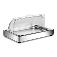 Buffet de fruits de mer et de viande crue de la cuisine japonaise, fournitures pour hôtels et restaurants, bac de présentation alimentaire en acier inoxydable avec couvercle en polycarbonate à roulettes