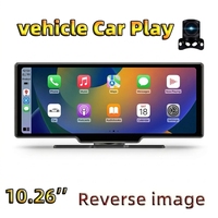 Écran portable de 10,26 pouces, caméra embarquée 4K, CarPlay sans fil, Android Auto, navigation GPS, Bluetooth, écran multimédia pour véhicule 12V