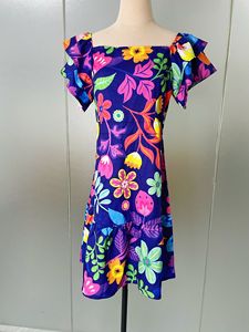 Prezzo basso all'ingrosso personalizzato Doble Layer Ruffle Sleeve Party Dress polinesiano Hawaii Tribal Print Chiffon abiti a strati di grandi dimensioni - Product Image 4