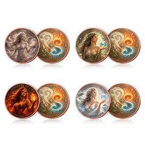 Pièce de monnaie Baddie Mythique des Quatre Éléments pour Femmes, 1 oz, en Cuivre Fin 999, avec Impression Colorée - Product Image 1