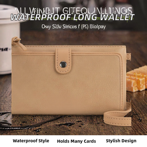 Portefeuille long multifonction pour femme avec fermeture éclair, matériau PU résistant à l'eau et doublure en polyester, emplacements pour plusieurs cartes - Product Image 2