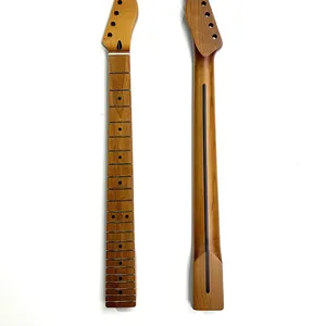Mástil TL de 22 trastes de arce satinado tostado con rayas, estilo Telecaster, repuesto para guitarra, de acero inoxidable - Product Image 1