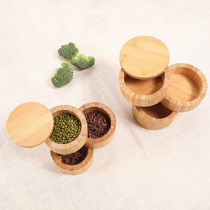 Bamboo Salt Keeper Duet Triple Salt <strong>Box</strong> With Magnetic Lid <strong>Spice</strong> Organizer <strong>Box</strong> - Product Image 5