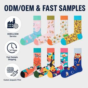 Chaussettes AB à design asymétrique, imprimé coloré original et tendance, mi-mollet, pour couple, 73% coton, absorbantes, légères, modèle transfrontalier unique - Product Image 1
