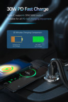 Chargeur de voiture USB mini transparent 30W, résistant au feu, adaptateur d'alimentation mobile, charge rapide, certification ETL FCC CE, fabricant OEM ODM