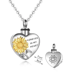 Girasole Urna Collane per Le Ceneri 925 Sterling Silver Sunflower Cremazione Gioielli per Cenere