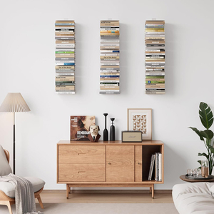 Estantes de exhibición de libros flotantes para decoración de pared de estilo moderno, estantería de Metal montada <span class=keywords><strong>en</strong></span> <span class=keywords><strong>la</strong></span> pared de acero para almacenamiento de baño y <span class=keywords><strong>cocina</strong></span> - Product Image 2