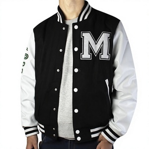 Custom Men Varsity Baseball <b>Jacket</b> PU Leather Sleeve Bomber Casual Streetwear Letterman <b>Jacket</b> OEM ODM Designs - Product Image 6