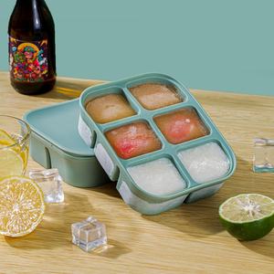 Plateau de congélation en silicone à six compartiments pour aliments pour bébés, conteneur alimentaire pour enfants, moule à glace en silicone de qualité alimentaire sans BPA, vente en gros - Product Image 2