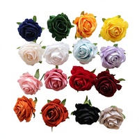 Bunga Mawar Sutra Beludru Buatan 5 cm Baru, Bahan Aksesoris DIY untuk Corsage dan Pakaian, untuk Pernikahan, Liburan, dan Souvenir Pesta