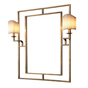 Minimalistic Modern iron Rectangular <b>Framed</b> Wall <b>Mirror</b> Decorative <b>Gold</b> Finish for home hotel restaurant - Product Image 3