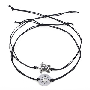 Bijoux de <span class=keywords><strong>pied</strong></span> tendance en alliage, bracelet de cheville pour enfants, femmes et filles, perles, boussole, bracelet pour bébé, tortue, bracelet de cheville à double couche - Product Image 6