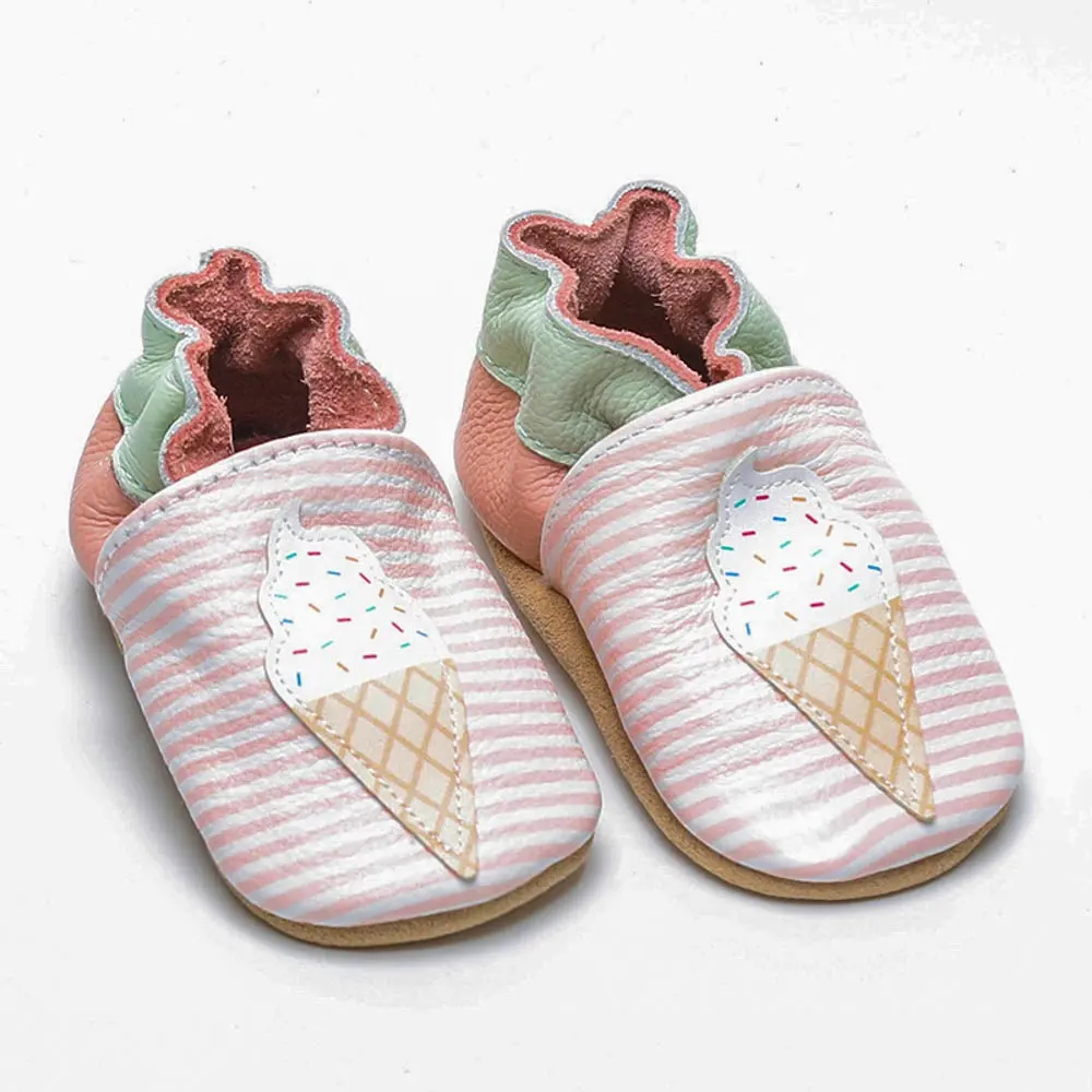 Gelato neonato prime scarpe da passeggio pantofole per bambini con suole in pelle scamosciata mocassini Slip-On per bambina scarpe in morbida pelle per neonati