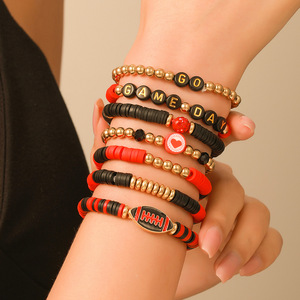 Pulseras de Moda con Cuentas de Arcilla Polimérica, Joyería con Cuentas de Letras, Regalo Unisex, Diseño Deportivo para Días de Partido - Product Image 4