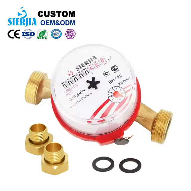 High Quality SRJ DN15-DN25 Brass Single Jet Turbine IP68 Water Meter with 3-Year Warranty for Households OEM Supported