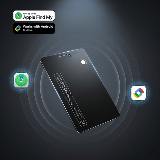 GPS Navigation Smart Card Tracker for Apple Find My Google Find Hub Dual System Slim Waterproof Wallet Tag