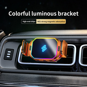 Support de chargeur de <span class=keywords><strong>voiture</strong></span> sans fil universel 15W à faible MOQ, mini format, léger, avec rotation à 360°, lumière RGB lumineuse pour téléphone BK81 - Product Image 5