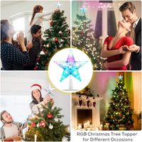 Weihnachtsbaum-Spitzenstern 7 Zoll LED-beleuchtet mit Fernbedienung, 5-zackiger Stern RGB Nachtlicht, PVC, USB-Stecker, IP44 wasserdicht, 2m Länge