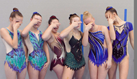 Justaucorps de danse bleu ombré pour filles Patinage artistique et gymnastique rythmique Costume de performance pour les compétitions et les spectacles