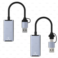 Adaptador USB 3.0 a Ethernet, USB C a RJ45 Gigabit LAN 1000 Mbps, Red Cableada Ethernet a USB Tipo-C 10/100/1000 Mbps
