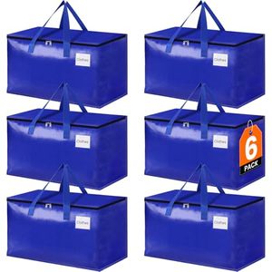 Bolsas de Mudanza Resistentes, Plegables, con Cierre, Asas Reforzadas, Resistentes a Impactos, 93L (Azul, Paquete de 6) - Product Image 1