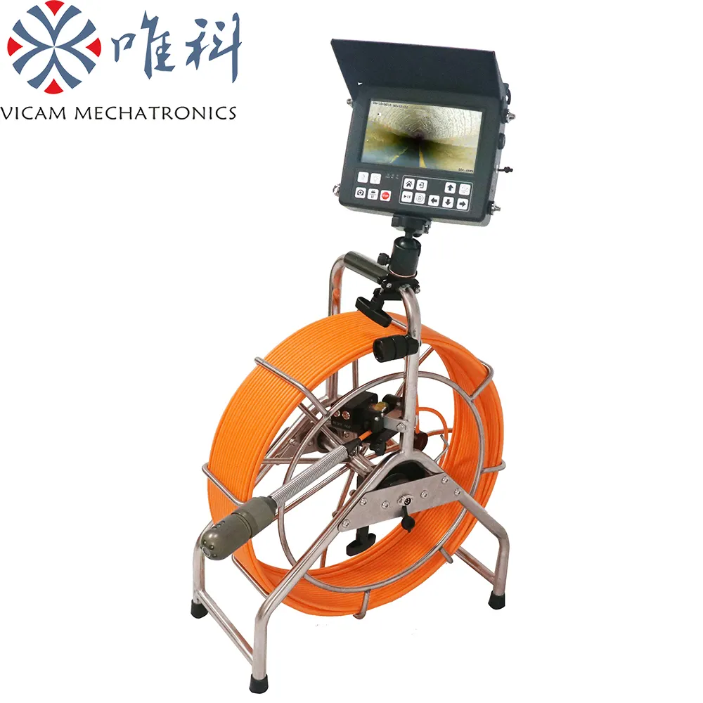 VICAM 60m כבל CCTV צבע צד & קדמי מיני גודל סיבוב צינור פיקוח מצלמה עם HD 45mm מצלמה ראש 512hz sonde