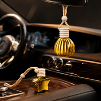 Flacon de parfum de voiture en verre électroplaqué or de luxe 7ml 8ml 10ml 12ml 15ml, diffuseur d'huiles essentielles suspendu, flacon rechargeable