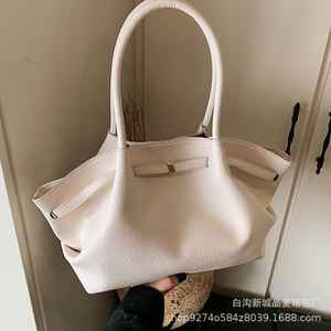 Women Tote <b>Bag</b> Solid Color Large Capacity Zipper Closure Everyday Casual Fashion Shoulder Handbag - Product Image 2