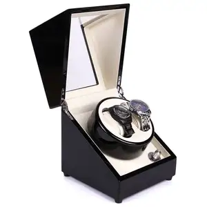 מותאם אישית פרימיום אוטומטי כפול שעון המותח גבוהה באיכות גברים עץ שעון מקרה תיבת בעל תצוגה