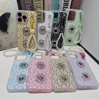 Coque de protection 3D scintillante en dentelle avec bracelet, nouveau style pour iPhone 18 Pro Max, compatible avec les coques de téléphone iPhone 17, 16, 15, 14, 13
