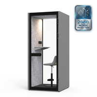 Cabine de bureau insonorisée moderne pour une personne, réduction du bruit de 28 dB, cabine téléphonique acoustique, cadre en alliage d'aluminium, portabilité et intimité