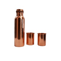 Bouteille d'eau en cuivre pur faite à la main de haute qualité pour les fêtes, lavable au lave-vaisselle et écologique, taille personnalisée, emballage haut de gamme