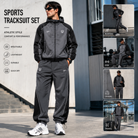 Ensemble sportif décontracté deux pièces bicolore pour homme, coupe-vent, imprimé, respirant, sweat-shirt à capuche entièrement zippé, pantalon de jogging à taille élastique