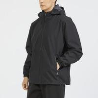 Veste de sport décontractée pour homme, légère, 100% polyester, veste softshell à capuche avec fermeture éclair, poches imperméables pour l'extérieur