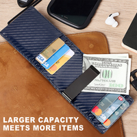 Dompet Pria Lipat Panjang Minimalis Ukuran Besar Anti-RFID dengan Lapisan Kulit Imitasi Murah, Serat Karbon Custom, dan Lapisan Nilon