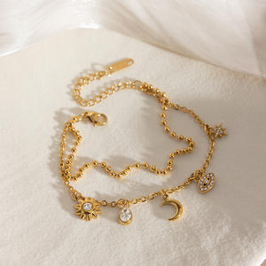Bracelet chaîne en acier inoxydable personnalisé avec pendentifs délicats <span class=keywords><strong>lune</strong></span> <span class=keywords><strong>et</strong></span> <span class=keywords><strong>soleil</strong></span> pour femmes, vente en gros - Product Image 4