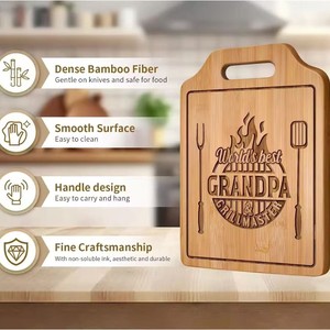 Planche à découper en bois gravée au laser 12,2 po x 8,6 po avec poignée pour la cuisine, la découpe des fruits et légumes - Product Image 3
