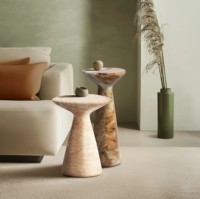 Tabouret de table d'appoint en marbre-Durable et élégant avec finition résistante aux intempéries, résistant aux intempéries et multifonctionnel