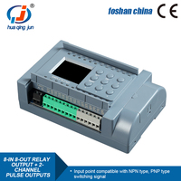 Huaqingjun PLC 8-in 8-out Salida de relé Salidas de pulso de 2 canales Controlador lógico programable PLC para servomotores