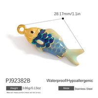 SUMMLY - Dijes de Acero Inoxidable con Baño de Oro de 18K, Diseño de Pez con Goteo de Aceite, Coloridos y Bonitos, No se Destiñen, Joyería de Moda al por Mayor