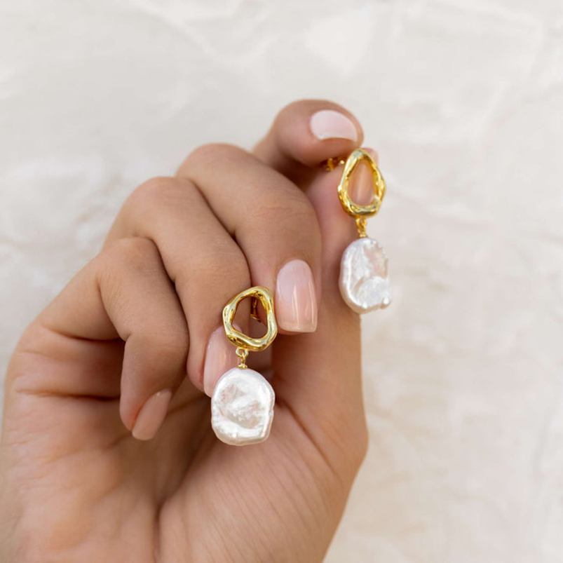 Gemnel 925 joyería de plata superventas pendientes de aro mujeres 14K 18K oro vermeil joyería natural barroco pendientes personalizados con logotipo