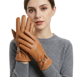 Fashion <b>Leather</b> Thermal Touchscreen Driving <b>Gloves</b> for <b>Women</b>-Elegant Styling Comfortable Fit Breathable Design for Daily Use Car - Product Image 1
